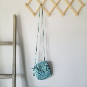 WAVERLY QUILTED PAISLEY PATTERN BLUE GREEN CROSSBODY PURSE